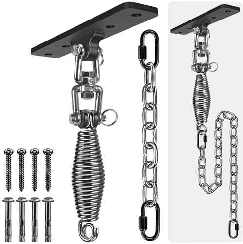 Dolibest Suspension Le Hamac Suspendre la Balançoire Ensemble de Support Pivotant 4.5mm Ressort Mousqueton pour Aire de Jeux Intérieur Extérieur Chaise Yoga Corde Sacs de Frappe, Jusqu'à 600lbs