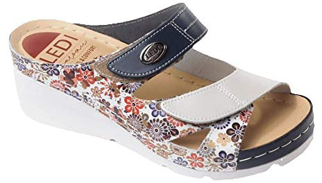 Ledi 108-5 Anatomic Sandales Sabots Mules Chaussons Chaussures en Cuir, Femme, Fleur, EU 37
