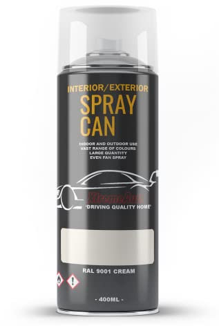 Xtremeauto Spray Paint Finish For Indoor And Outdoor Use Garden Cars Home Kitchen Bathroom Furniture Art Craft Bikes Radiators Metal Wood Plastic Glass UPVC Stone PVC RAL 9001 Cream