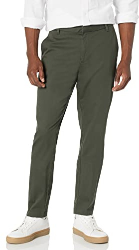 Amazon Essentials Uomo Pantaloni Chino Aderenti Elasticizzati con Parte Piatta sul Davanti Resistenti alle Pieghe