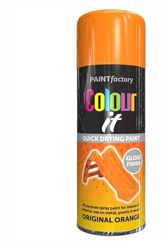 SuperGift.com Original Orange Gloss All Purpose Aerosol Spray Paint 400ml Quick Drying Spray, Fast Dry and Excellent Coverage for Metal, Wood, Plastic and More by Diva Gift