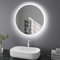 Finmrys Badspiegel mit Beleuchtung Rund 60 cm LED Spiegel Bad mit Touch-Schalter Beschlagfrei Badezimmerspiegel Dimmbar Beleuchtet Kaltweiß Warmweiß 23.62 inch