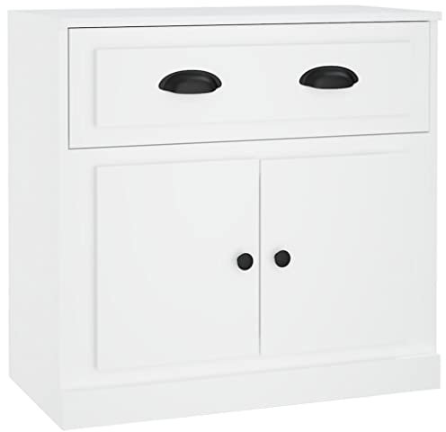 vidaXL Sideboard, Kommode mit viel Stauraum, Highboard Wohnzimmerschrank mit Türen, Schrank Anrichte Beistellschrank, Weiß Holzwerkstoff