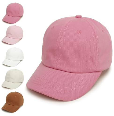 YANWANG Baby Kids Solid Color Baseball Caps Cappello da Sole in Cotone Regolabile per Bambini Ragazzi Ragazze （Dark Pink，2-5Year）