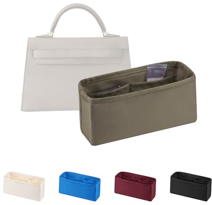 KINGS IN BAG Organizador de bolso de satén para Kelly 25, color gris Etoupe