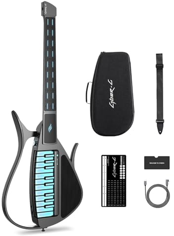Enya CYBER-G Saitenlose Smart-Gitarre – Innovative Silent & E-Gitarre mit LED-Tasten, Drum & Bass, Hunderte Presets, App-interaktive Akkordsheets für Lernen, Üben & Auftritte