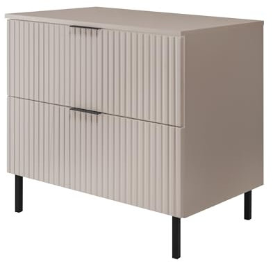 3E 3xE living.com Badezimmerschrank, Kaschmir + schwarzer Griff, 80 x 77 x 46 cm