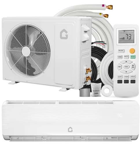 GarveeHome 18000 BTU Mini Split Air Conditioner Heat Pump System, 19 SEER2 230V Ductless AC Cool Up to 1250 Sq. Ft, Complete Installation Kit, White