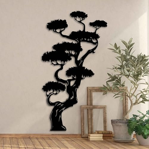 KAWA METALWORKS Extra Large Tree Metal Wall Decor, Bonsai Tree Metal Wall Art for Indoor and Outdoor, Housewarming Gift for Nature Lovers, Farmhouse - Cottage - Cabin Wall Art
