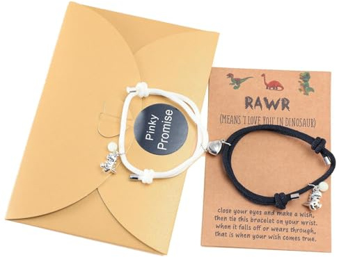 Matchande armband Magnetic Heart,Med Dinosaur Glow Beads Halvhjärta armband - Bästa vän hjärtat med justerbar sladd för alla hjärtans dag