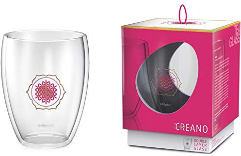 Creano doppelwandiges Tee-Glas, Latte Macchiato, Thermobecher Blume des Lebens | 250ml, in exklusiver Geschenkbox 1x 250ml