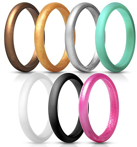 Flongo Anillo para mujer, anillo BFF anillos de amistad, bandas de goma, nudillos, anillos de apilamiento, anillos de compromiso, anillos de compromiso de boda, juego de 7 unidades