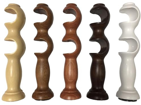 Pareja de Soportes de Barra de Cortina Doble de Madera, Soportes para Barra Diámetro 35 mm, Varias Medidas y Colores, 2x Soportes para Cortina, Soportes para Barras de Cortina (PAREJA CEREZA)