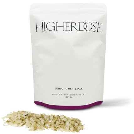 HigherDOSE Serotonin Soak Magnesium Bath Salts - Natural Detox and Muscle Recovery with Magnesium Flakes, Algae + Apple Cider Vinegar - Luxurious Bath Salt Infused with Relaxing Essentials Oils