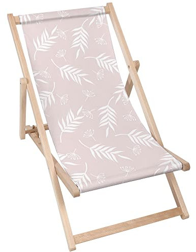 DreamRoots Liegestuhl Klappbar Holz aus Buchenholz, bis 130 kg belastbar, 3-Fach verstellbare Rückenlehne, waschbarer Polyesterbezug
