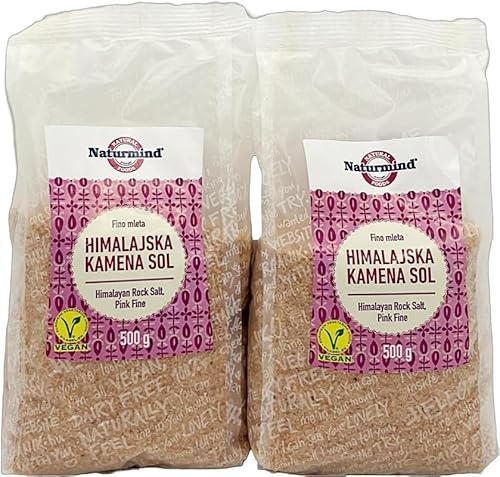 Naturligt Himalayasalt – 2 x 500g | Premiumkvalitet | Hälsosamt val | Mångsidig användning | Etiskt producerad | Återförslutningsbar påse | Perfekt för matlagning, kryddning med mera