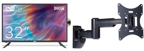 Cello ZF0223 32 inch HD Ready LED TV with built in DVD player with Freeview HD Built in Satellite receiver 3 X HDMI & ProperAV Swing Arm TV Wall Bracket 23 24 28 32 37 40 42 43