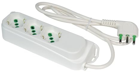FANTON 404600-E Multipresa 3 prese bipasso schuko 2P+T 16A cavo 1 m. 3G1 H05VV-F spina a squadra italiana 2P+T 16A