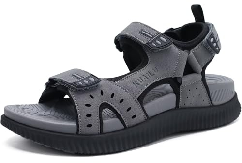 KuaiLu Mens Hiking Sandals with Orthopedic Arch Support Footbed | Sport Recovery Athletic Walking Sandals For Man Outdoor Summer Casual Thick Cushion Beach Water Fisherman Sandal Size 6-13