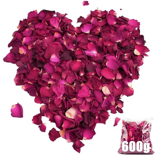 Mbsomnus 600G (120 Invitados) Pétalos de Rosa Secos Naturales Pétalos de Rosa Petalos Boda para Pies Baño Cuerpo Boda Confeti Hogar Fragancia DIY Artesanías Accesorios de Manualidades Biodegradables