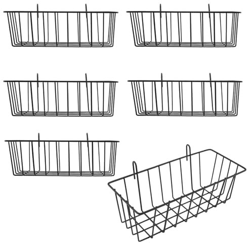 NAMYEUT 6 Cestino Bagno in Metallo 25 x 13 x 9 cm, Portaoggetti Bagno con Gancio, Cestino Portaoggetti Montaggio a Parete per Cucina, Scaffali, Biancheria Sporca, Nero