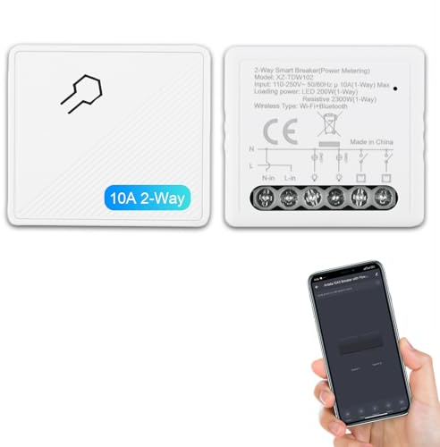 ANTELA Interruptores Relé Inalámbricos,2 Canal 10A Control APP,Por Voz, mini Interruptor Inteligente Wifi+Bluetooth,Compatible con Alexa y Google Home,2 unidades.