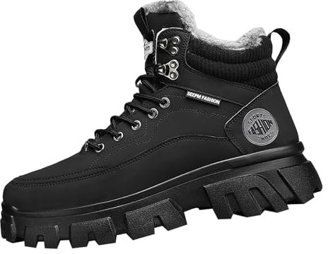 DKLOVIFU Arbeitsschuhe Herren Arbeitsschuhe Herren S1 Forststiefel Herren Anti Falten Schuhe Sicherheitsstiefel Winter Thermo Sicherheitsstiefel Arbeitsschuh Schwarz
