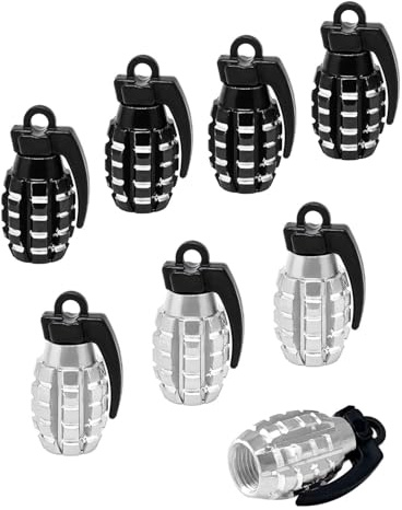 MYGLOAR Paquete de 8 tapas de válvulas, tapas de válvulas de neumáticos de automóviles, tapas de válvulas de neumáticos, adecuadas para automóviles, SUV, motocicletas, bicicletas (negro y plateado)
