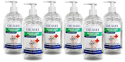 6 x 500ml Hand Sanitiser Gel Instant Hand Sanitizer No Rinse Formula 70% Alcohol Based Antibacterial Gel