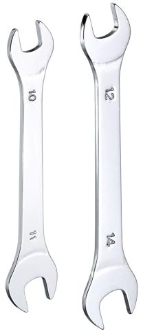 QUARKZMAN 2Pcs Clé à Fourche Double Extrémité Ouverte Clés Fines 10x11 / 12x14mm Métrique Clé Plate Ultra Fine et Petite, Polie Miroir, pour Réparation Automobile et Assemblage de Meubles
