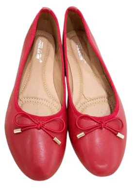 Women’s Flat Ballet Pumps Ladies Slip On Ballerina Dolly Shoes Work School Wedding Everyday Comfortable Bridal Flats Sizes 3 to 8 (Red, UK Footwear Size System, Adult, Women, Numeric, Medium, 8)