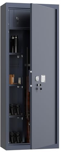 Profirst Waffenschrank Forest 8 Stahl Elektronikschloss Notöffnung separat versperrbarer Innentresor 3 Fachboden Putzstockhalterung Schaumstoffwaffenhalter inkl. Befestigungsmaterial