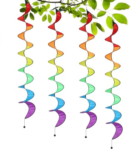 Nybhyjka Wind Spinner - 4X Garden Spinner - Rotating Windmills Sculptures For Bird Control And Decoration Nature Lovers Front Yard Landscaping Backyard Gardens Patio Balcony Camping