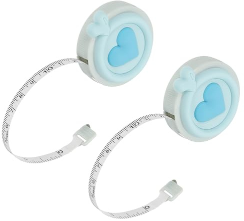 PATIKIL Nastro Metrico Morbido, 2 Pezzi 60 Pollici / 150 cm Doppia Faccia Metrica Per Misurazioni Del Corpo Metro A Rullo Retrattile Per Casa Sartoria Cucito Artigianato, Blu, Cuore