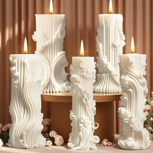 Moules A Bougies Cylindriques,5 Pièces Moules Cylindriques En Silicone Avec Mèche En Coton Et Dispositif De Centrage,Moule A Bougie,Moule Bougie Pour Bougies Artisanales,Savon Et Cire