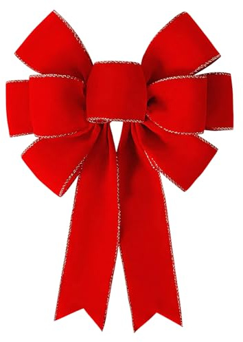 Lazos de Navidad Rojos Grandes, Lazo Rojos Arbol Navideños, Exterior Lazos de Natal, Lazo Grande de Navidad para Coronas, Escaleras, Chimeneas, Bodas, Fiestas y Decoración del Hogar (Rojo-E)
