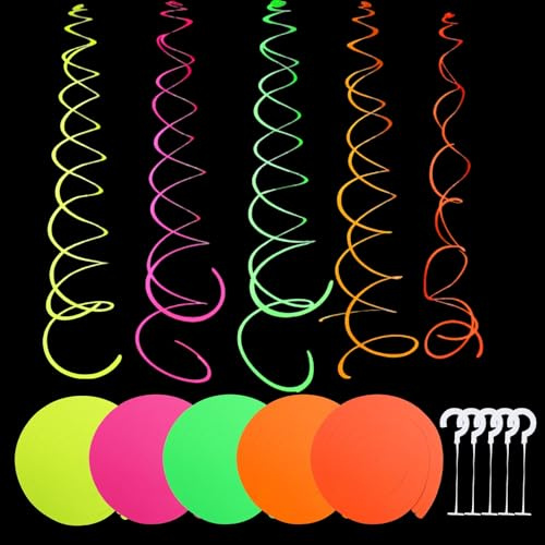 20 Piezas de Serpentinas Fluorescentes – Decoración de Fiesta en 5 Colores, Serpentinas de Papel Luminosas para Fiesta Neon y Luz Negra