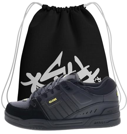 Scarpe da Skateboard – Scarpe Globe da Ginnastica da Uomo Fusion Skate – Sneakers Resistenti con Sacca Abbinata (Sistema Taglie Calzature EU, Adulto, Numero, Larga, 39)