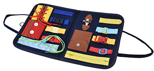 Yosoo Health Gear Planche Sensorielle éducative en Feutre pour bébé, Jouet en Feutre Montessori avec Boucles, Fermeture éclair et Lacets pour l'apprentissage de la motricité des Tout-Petits de 18 (C)