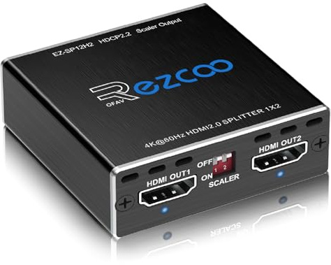 SP12H2 4K HDMI Splitter - 1x2 HDR, Dolby Vision Atmos, Down Scaler, 4K 1080P Sync, 4:4:4, HDCP2.2, EDID 4K5.1/4K7.1/Copy, For Game, Xbox, PS5, Roku