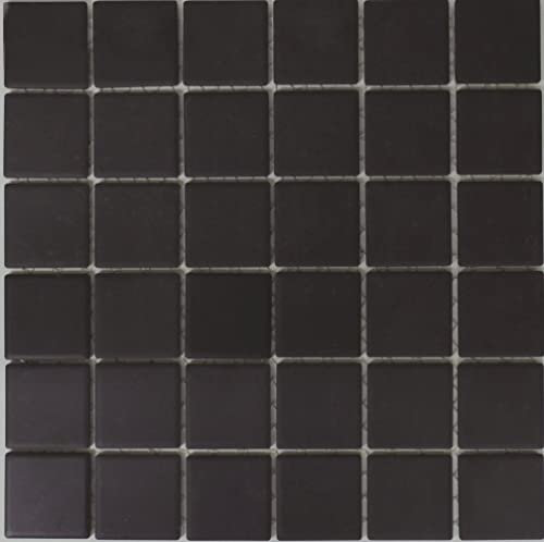 Keramik Mosaik Fliese matt schwarz umbra unglasiert RUTSCHEMMEND Duschtasse Badfliese Wandfliese - MOS14B-0303-R10