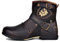 OSSTONE Herren Stiefel aus Rindsleder, Lederstiefel mit Gummisohle Biker Motorrad Boots mit Reißverschluss, 6.5 Männer Stiefeletten mit 0.98 Absatz OZ-5008-1-N-S-Brown-10.5