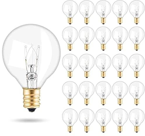 Weskjer G40 Glühbirnen 25er Pack, 7 Watt G40 Ersatzlampen, E12 Sockel IP44 Wasserdicht Warmweiß für Lichterketten, Hausparty und Hochzeits Dekoration