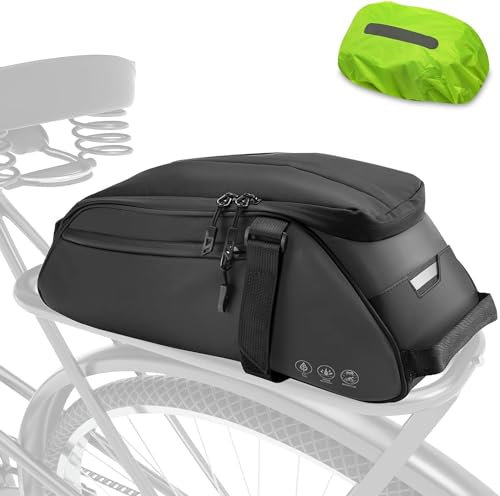 JOLY FANG Fahrrad Gepäckträgertasche, 8L Multifunktionale Fahrradtaschen für gepäckträger, Wasserdicht & Reflektierend fahrradtasche gepäckträger Rucksack Handtasche mit Regenschutz