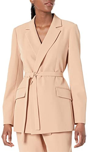 The Drop Blazer für Damen, Ren Wickeloptik mit Gürtel, Praline, 5XL Große Größen