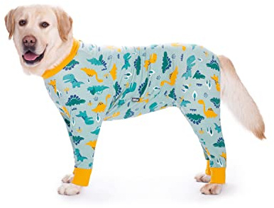 BT Bear Large Dog Clothes, Elastic Pet Onesie Clothes Protect Joints Anti-hair Anti Licking, Wound Protection Pet Pajamas PJS Dog Jumpsuit For Medium Large Dogs (4XL, Green dinosaur)