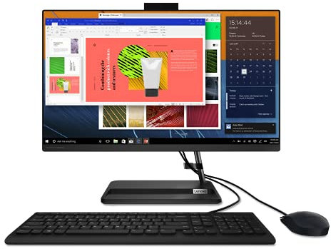 Lenovo Ideacentre AIO 3 24ALC6 - Ordinateur de Bureau Tout-en-Un 23.8 FHD (AMD Ryzen 7 5700U, 8Go RAM, 512Go SSD, AMD Radeon Graphics, Windows 11 Home) Clavier AZERTY (Français) et Souris USB - Noir