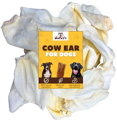 Woofley's White Cow Ears - (12 Count) - Best Cow Ears for Dogs - Beef Buffalo No Hide Dog Chews - Natural Cow Ear Dog Chews