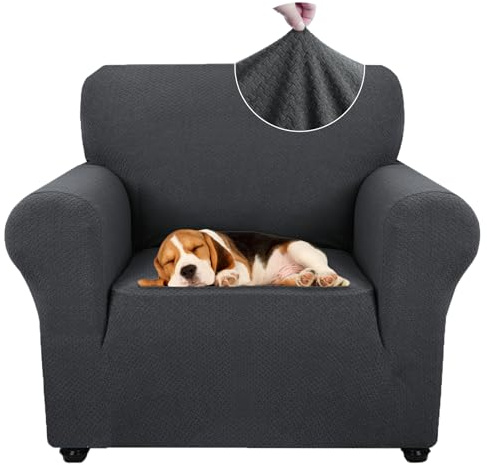 Ystyle Sofa überzug 1 Sitzer Mit Armlehne, Stretch Sofabezug rutschfest, Modern Sofa Cover Für Hunde Haustiere, Atmungsaktiv Couch überzug Mit Elastic Bottom, Grau