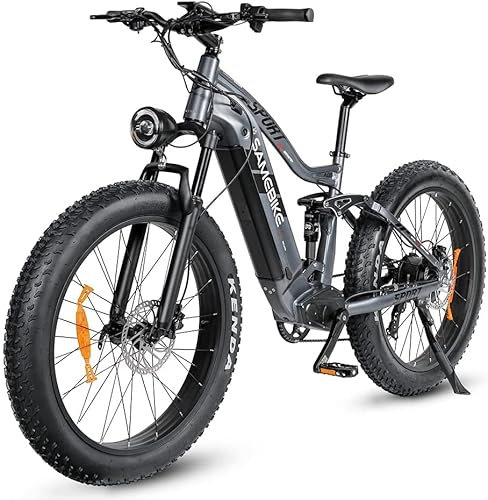 SAMEBIKE Bicicleta eléctrica 26 Fatbike Bicicleta Montaña Ebike 48V/17Ah Batería con luz Trasera